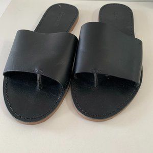 Black Leather Madewell Slides | Size | Never Worn